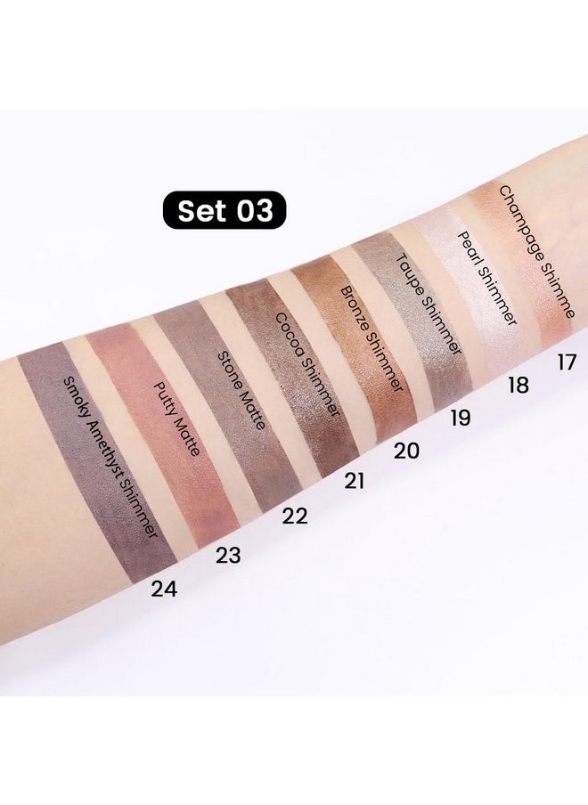 8Pcs Cream Eye Shadow Brightener Sticks Set For Eyes, Champagne Pearl Taupe Bronze Cocoa Stone Putty Smoky Amethyst Shimmer Matte Pencil Eye Shadow Applicator Stick Palette Makeup Waterproof 03