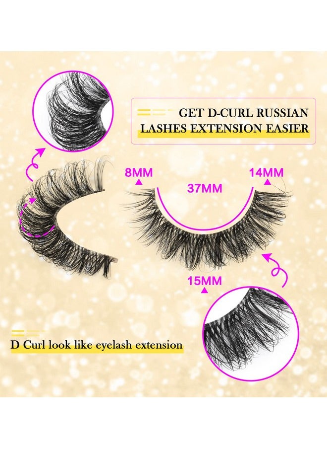 Elashes Russian Strip Lashes D Curl Wispy Natural Look Faux Mink Lashes Like Eyelash Extension Fluffy Zanlufly Transparent Band Cat Eye Fake Eyelashes Pack