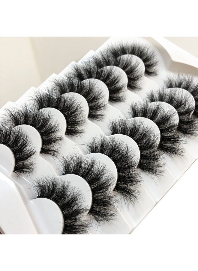 False Eyelashes Fluffy Mink Lashes Cat-Eye Look 18Mm Wispy Long 8D Volume Fake Eyelash Strips 7 Pairs Pack