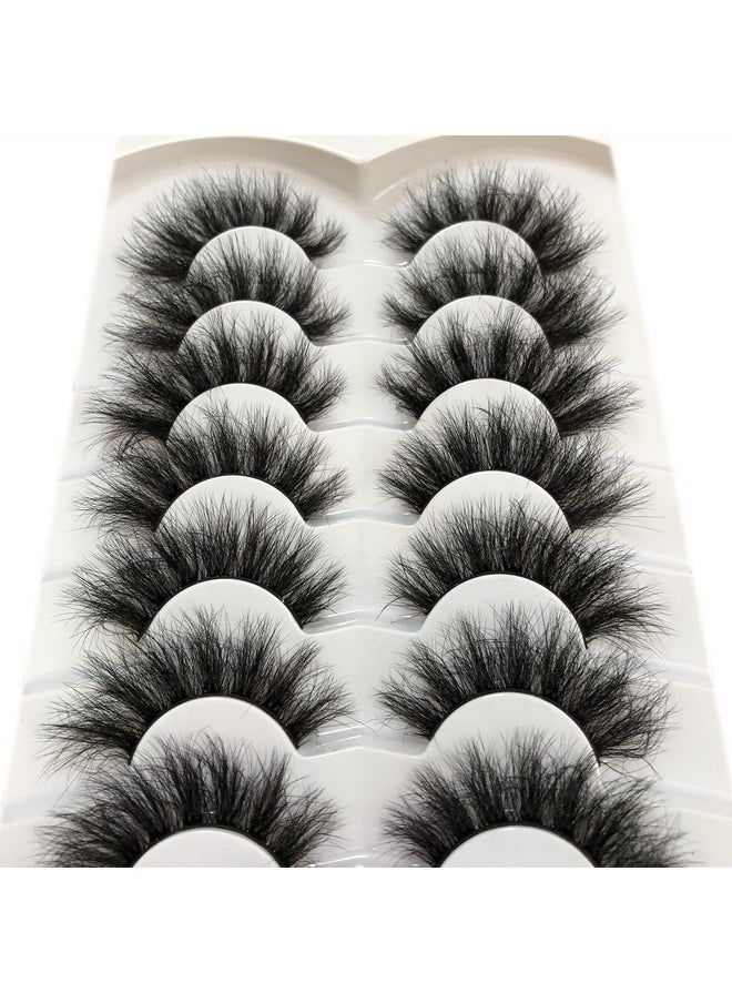 False Eyelashes Fluffy Mink Lashes Cat-Eye Look 18Mm Wispy Long 8D Volume Fake Eyelash Strips 7 Pairs Pack