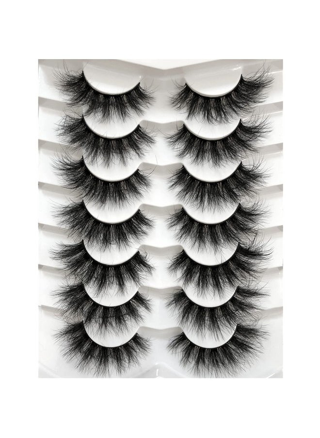 False Eyelashes Fluffy Mink Lashes Cat-Eye Look 18Mm Wispy Long 8D Volume Fake Eyelash Strips 7 Pairs Pack