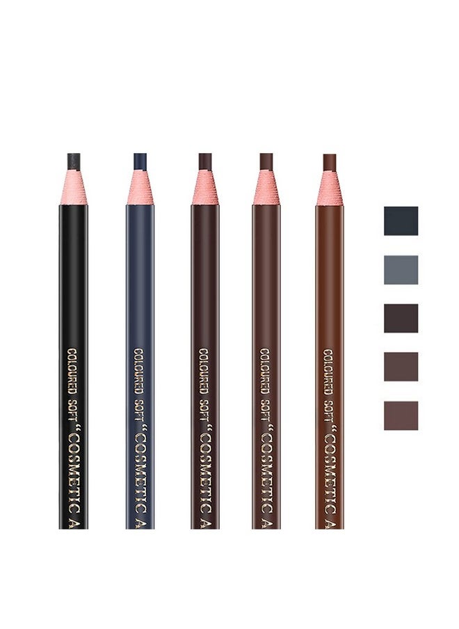 5Pcs Microblading Pencil Waterproof Eyebrow Peel-Off Pencil Pull Cord Microblading Supplies Brow Lamination Pencil Set For Marking Filling Outlining Eye Brow Liners In 5 Colors