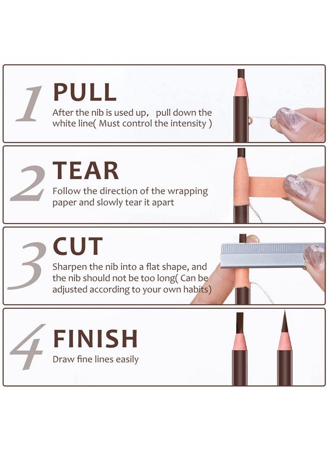 5Pcs Microblading Pencil Waterproof Eyebrow Peel-Off Pencil Pull Cord Microblading Supplies Brow Lamination Pencil Set For Marking Filling Outlining Eye Brow Liners In 5 Colors