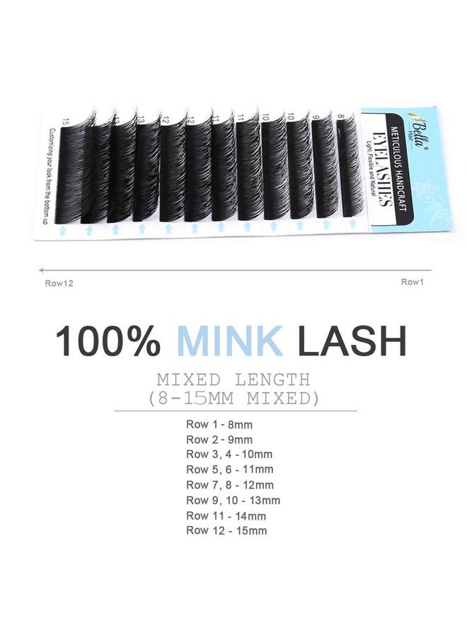 Real Siberian Mink Eyelash Extensions C Curl 0.15 Mixed Length 8-15Mm Individual Natural Soft Mink Lashes For Professional Salon Use