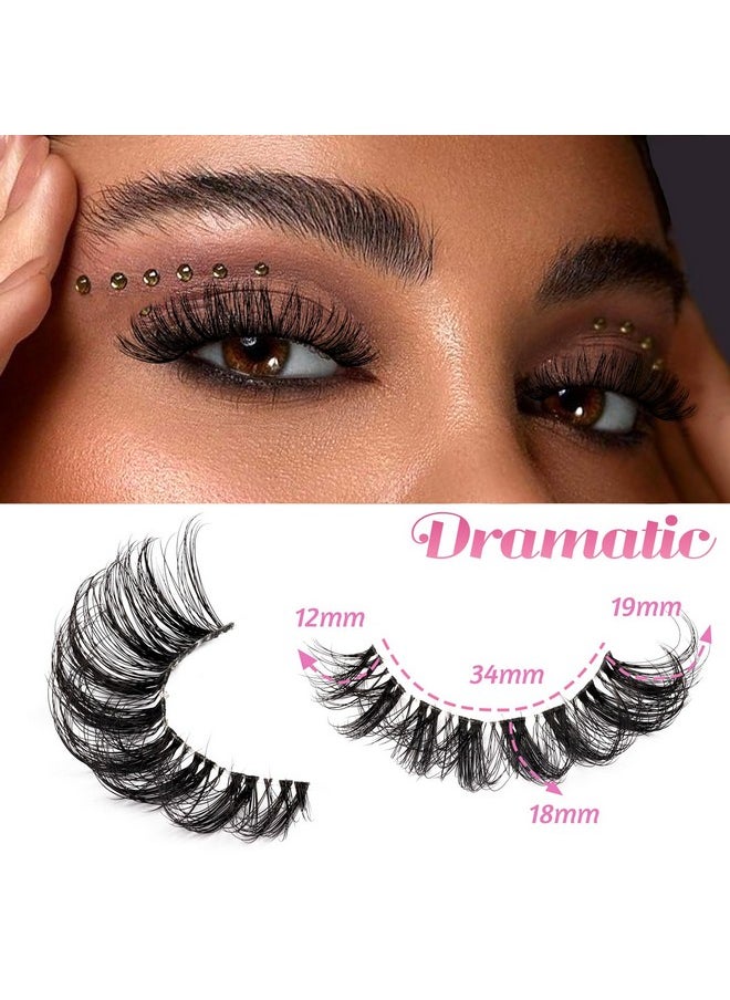 Lashes Russian Strip Lashes Eyelashes With Clear Band Looks Like Eyelash Extensions D Curl Lash Strips 10 Pairs Pack (Dt01)