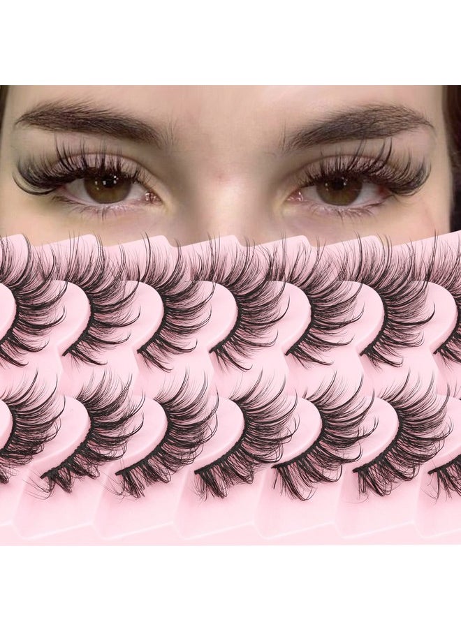 Nk Lashes Natural Eyelashes Spikes Lash Extensions Look Fluffy False Eyelashes 18Mm Long Strip Lashes Cat Eye Eyelashes Fairy Look 7 Pairs Multipack By Geeneiya