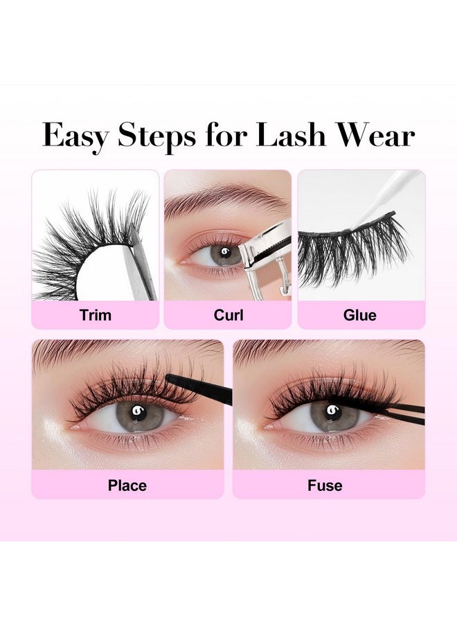Atural Look False Eyelashes - Bepholan Fake Eyelashes 3D Super Fluffy False Lashes Clear Band Wispy Lashes 3-Pack Faux Mink Lashes,Xmz24-3