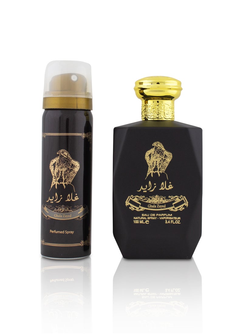 Ghala Zayed with Deodorant - Eau De Parfum for Men - 100ml,  Fresh, Smoky, and Woody Fragrance