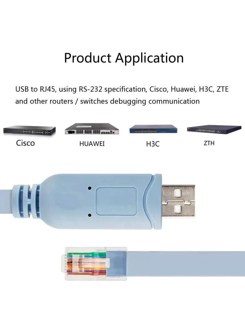 USB Console Cable, USB to RJ45 Cable for Cisco, Huawei, H3C, ZTH Routers, Professional Switchs, Access points