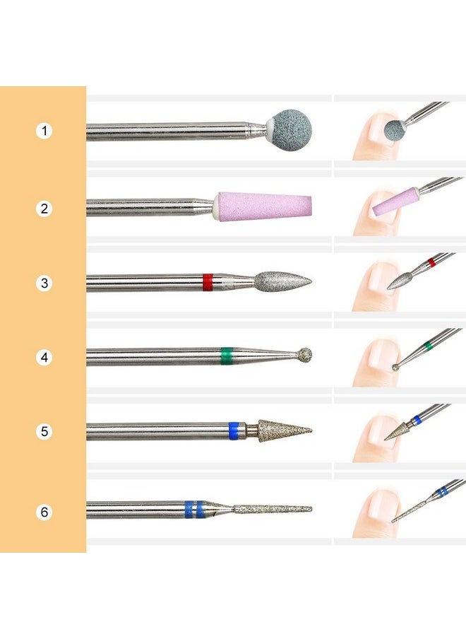 12Pcs Nail Drill Bits Cuticle Cleaner Dust Drill Brush Rotary Polishing Buffing File Burrs For Nail Salon Manicure Pedicure Tools