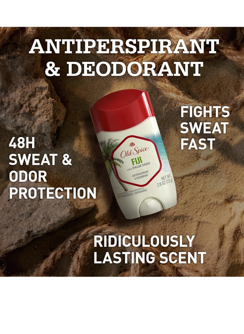 Old Spice Antiperspirant Deodorant for Men, 24/7 Sweat and Odor Protection, Advanced Skin Conditioners, Fiji with Palm Tree Scent, Invisible Solid, 2.6 oz (Pack of 2)