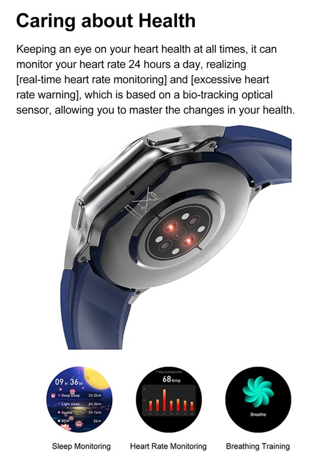 Men's Smartwatch 1.43 AMOLED HD Screen Bluetooth Calling Activity Tracker Heart Rate Monitor IP68 Waterproof Compatible Android and iOS, Sports and Fitness Watch,Black Silicone