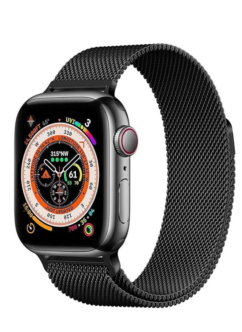 Watch Band Compatible with Apple Watch Strap 38 40 41 42 44 45 49mm, Magnetic Metal Woven Smartwatch straps replacement Strap for Series 9 8 7 6 5 4 3 SE Ultra 2 1