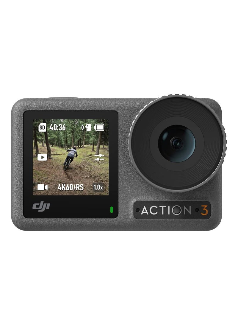 Osmo Action 3 Standard Combo, Waterproof Action Camera 4K with Super-Wide FOV, 10-Bit Color Depth, Stabilization, Long-Lasting 160 Mins, Dual Touchscreens, Mini Action Camera For Outdoor, Travel