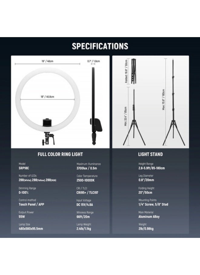 Neewer SRP18C RGB LED Ring Light Kit (18