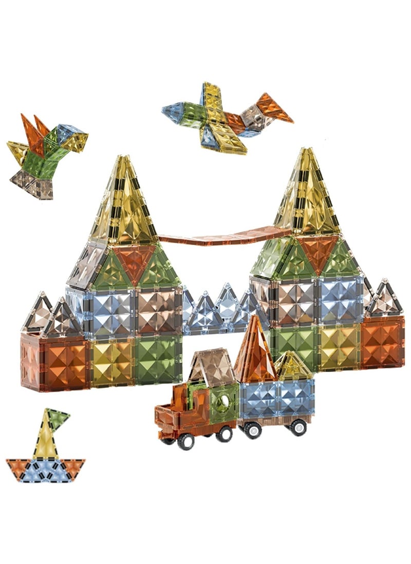 Magic Magnetic Blocks STEM Toy Set for Kids – Colorful Diamond Surface Magnetic Building Tiles for Creative Construction, Early Learning, Engineering Skills, and Imaginative Play for Ages 3+