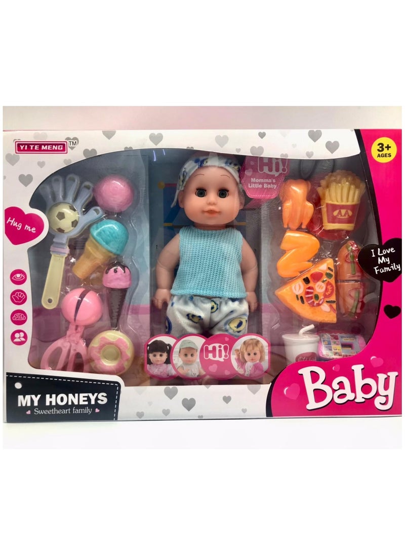 Baby Doll Playset with Accessories – My Honeys Sweetheart Family Interactive Toy Set for Kids, Includes Feeding, Dressing, Bathing, and Pretend Play Food Accessories for Children Aged 3+