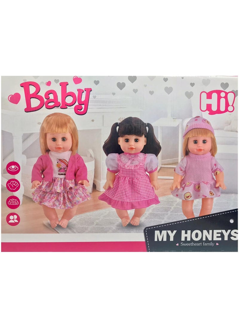 Baby Doll Playset with Accessories – My Honeys Sweetheart Family Interactive Toy Set for Kids, Includes Feeding, Dressing, Bathing, and Pretend Play Food Accessories for Children Aged 3+