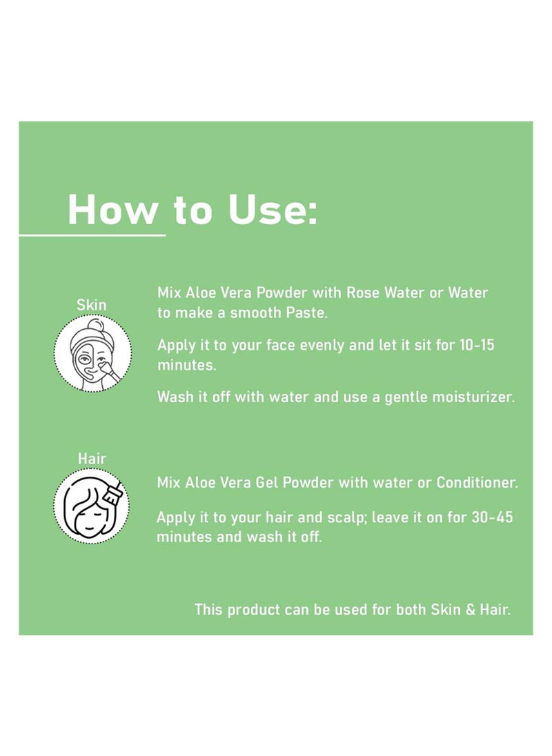 Aloe Vera Gel Powder 200x by mi Nature | Natural and Pure | Aloe Barbadensis | 100g (3.5oz) | Highly Concentrated (200x) | Digestive Support | Suitable for Cosmetic formulations