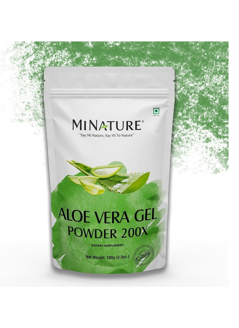 Aloe Vera Gel Powder 200x by mi Nature | Natural and Pure | Aloe Barbadensis | 100g (3.5oz) | Highly Concentrated (200x) | Digestive Support | Suitable for Cosmetic formulations