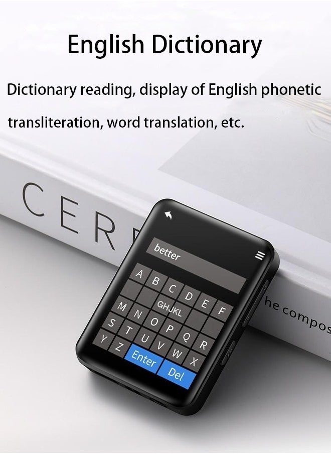 Portable MP3 Player with Bluetooth Student Walkman Digital Music Player Compact 1.77 inch Screen FM Radio, Recording, Dictionary, HiFi Sound, Storage Expandable up to 128GB, Standard, White