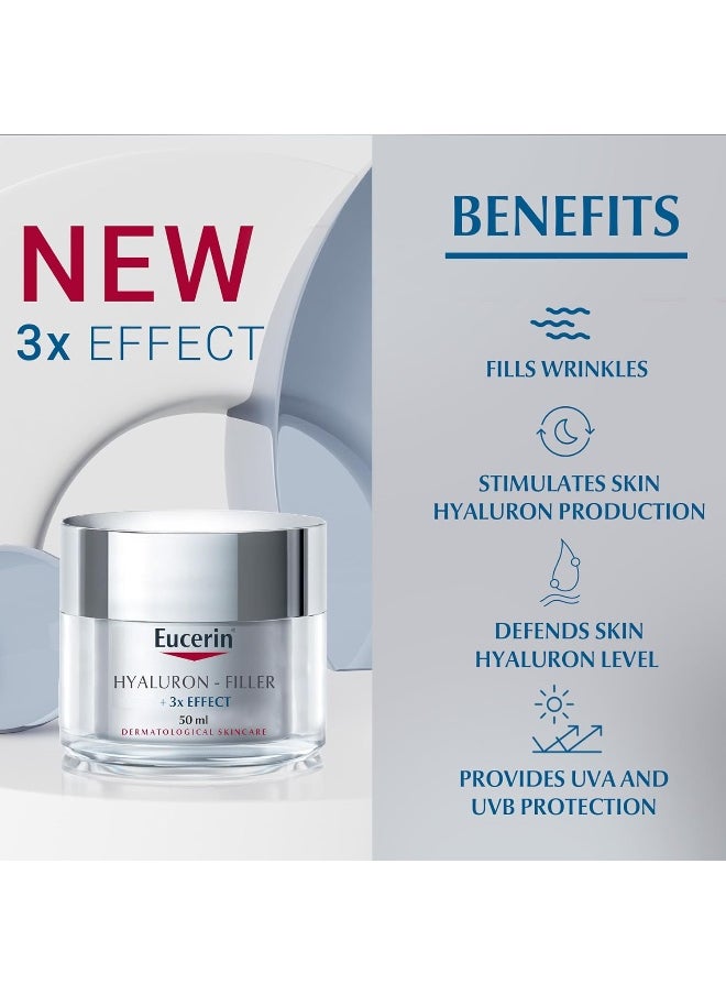 Hyaluron Filler Anti-Aging Face Day Cream With Hyaluronic Acid, Plumps Up Deep Wrinkles, Uva & Uvb Protection, Spf 15, Moisturizer For Dry Skin, 50Ml