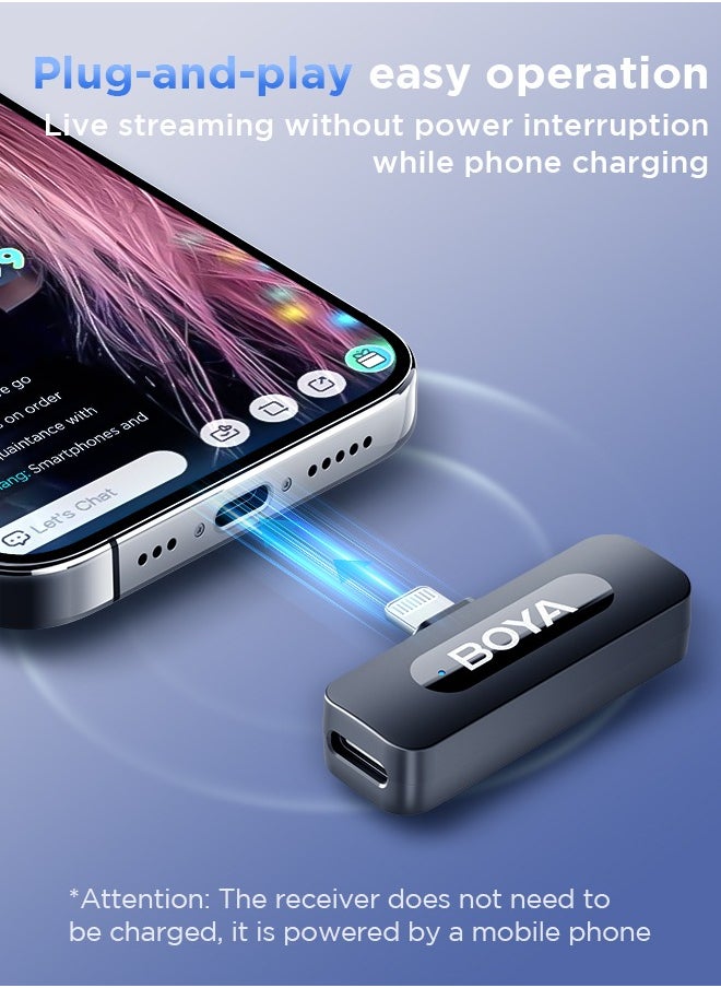 BOYA BY-V1 wireless microphone Noise Cancellation Lavalier Microphone Mini Mic 100M Transmission microphone for Vlogging TikTok YouTube Content Creators Live Streaming Interview Recording iPhone Android Smartphones Action DSLR Camera Laptop PC