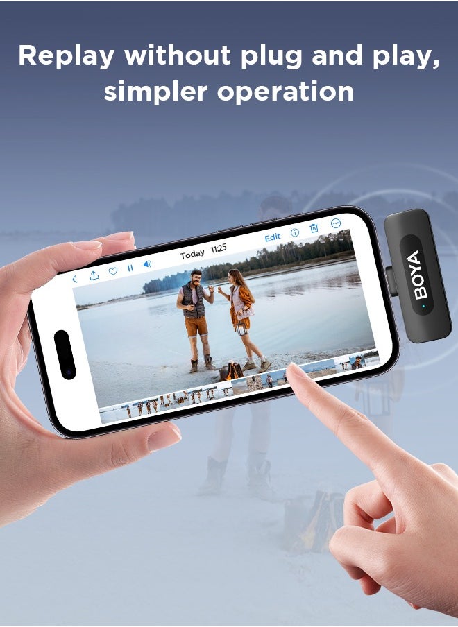 BOYA BY-V1 wireless microphone Noise Cancellation Lavalier Microphone Mini Mic 100M Transmission microphone for Vlogging TikTok YouTube Content Creators Live Streaming Interview Recording iPhone Android Smartphones Action DSLR Camera Laptop PC