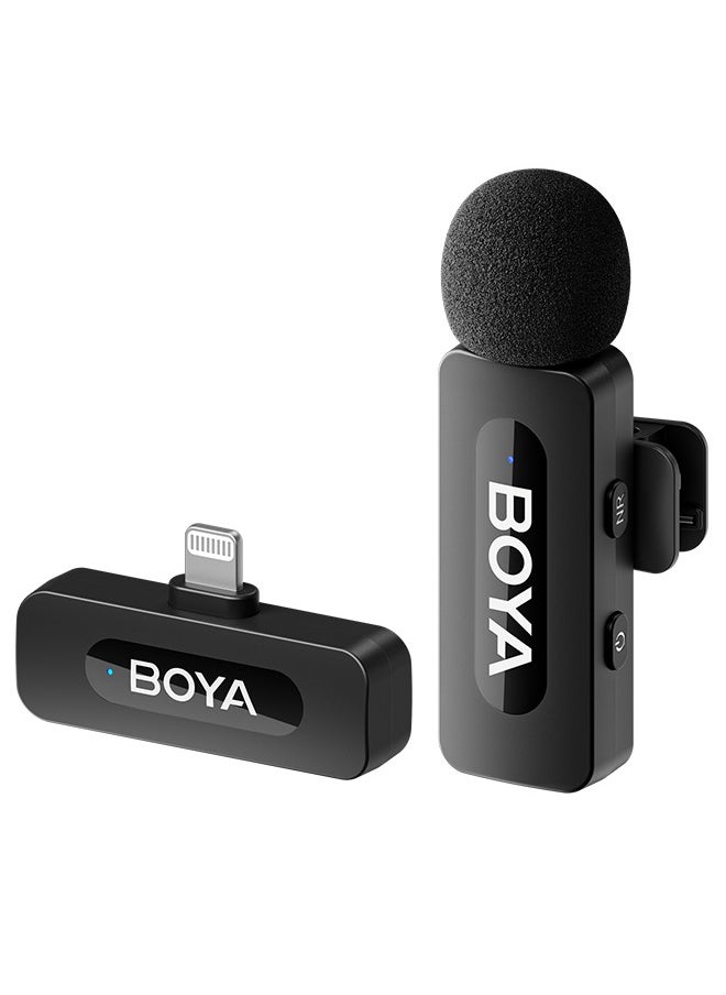 BOYA BY-V1 wireless microphone Noise Cancellation Lavalier Microphone Mini Mic 100M Transmission microphone for Vlogging TikTok YouTube Content Creators Live Streaming Interview Recording iPhone Android Smartphones Action DSLR Camera Laptop PC