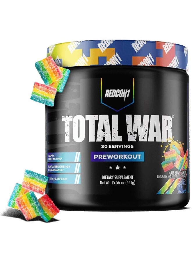 Redcon1 Total War Pre Workout, 30 Servings Rainbow Candy