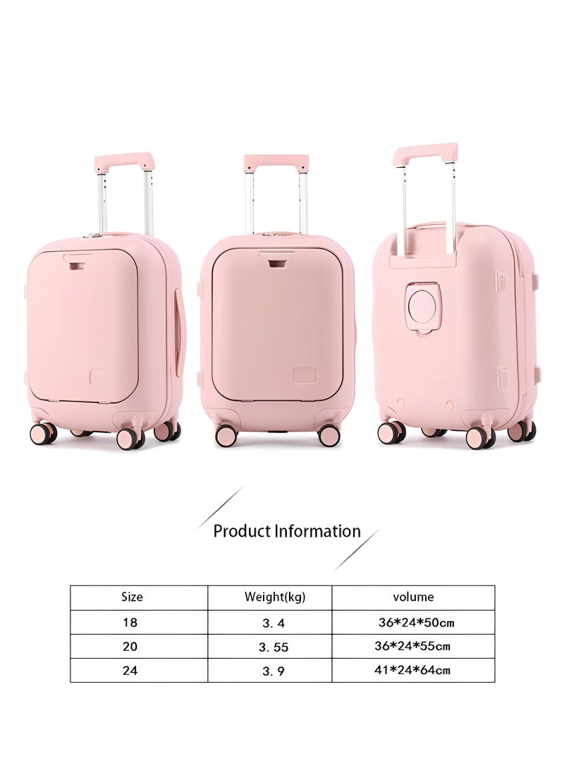 Skycare Carry On Luggage - Durable Hardside Suitcases with USB Front Laptop Pocket, Aluminum Frame, and TSA Lock - Available in 18