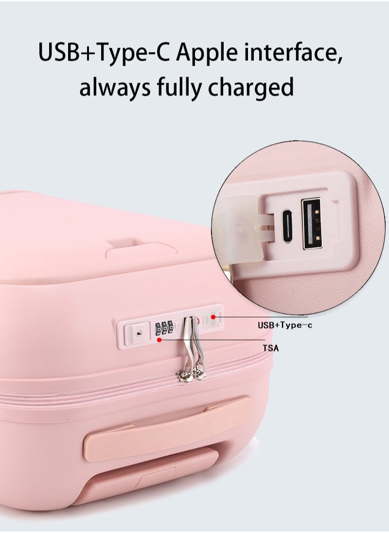 Skycare Carry On Luggage - Durable Hardside Suitcases with USB Front Laptop Pocket, Aluminum Frame, and TSA Lock - Available in 18