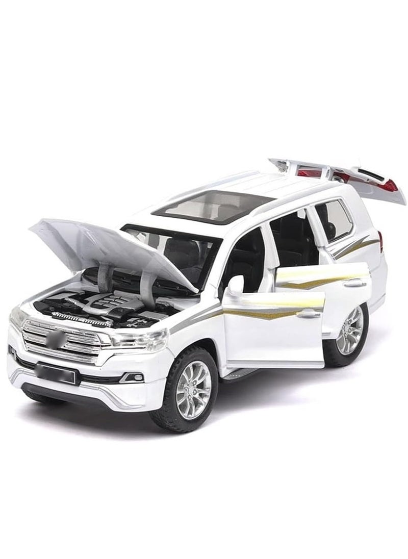 Diecast Car 1:24 For Toyota For Land-Cruiser SUV Cars Model Alloy Die Cast Sound And Light Pull Back Classic Luxury Vehicle