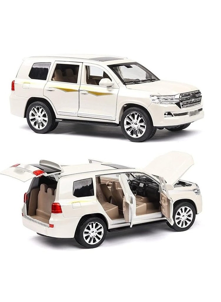 Diecast Car 1:24 For Toyota For Land-Cruiser SUV Cars Model Alloy Die Cast Sound And Light Pull Back Classic Luxury Vehicle