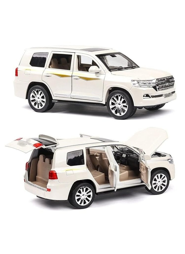 Diecast Car 1:24 For Toyota For Land-Cruiser SUV Cars Model Alloy Die Cast Sound And Light Pull Back Classic Luxury Vehicle