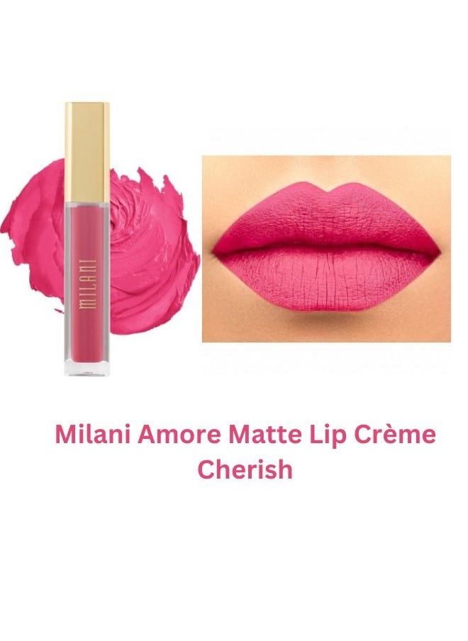 Milani Amore Matte Lip Crème, Shade 24 Cherish, 6g - Long-Lasting, Full Coverage Matte Liquid Lipstick