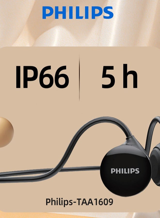 Taa1609 Bone Conduction Bluetooth Earphones, 5-Hour Playback, Sweat Resistant Design Black