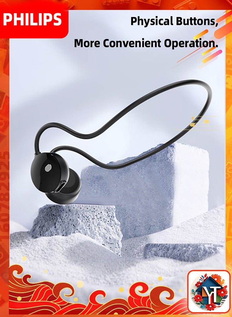 Taa1609 Bone Conduction Bluetooth Earphones, 5-Hour Playback, Sweat Resistant Design Black
