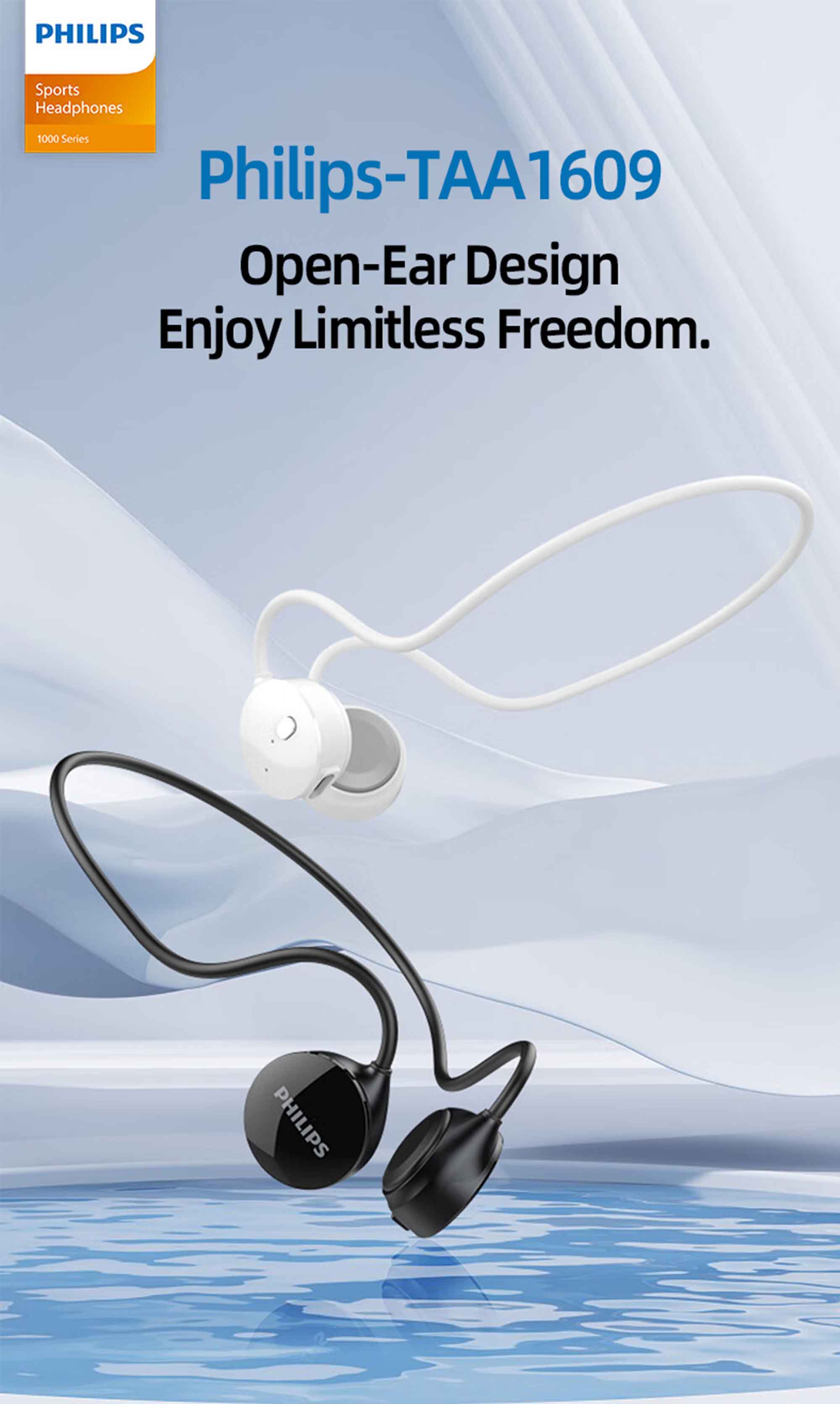 Taa1609 Bone Conduction Bluetooth Earphones, 5-Hour Playback, Sweat Resistant Design Black