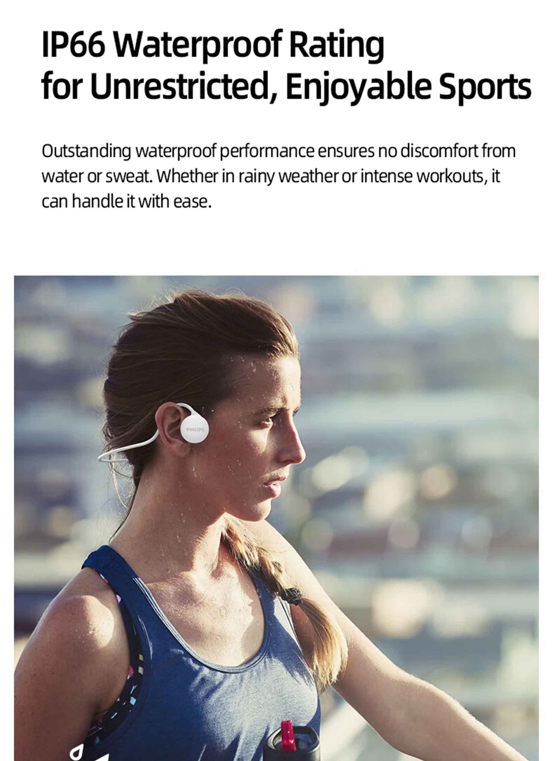 Taa1609 Bone Conduction Bluetooth Earphones, 5-Hour Playback, Sweat Resistant Design Black