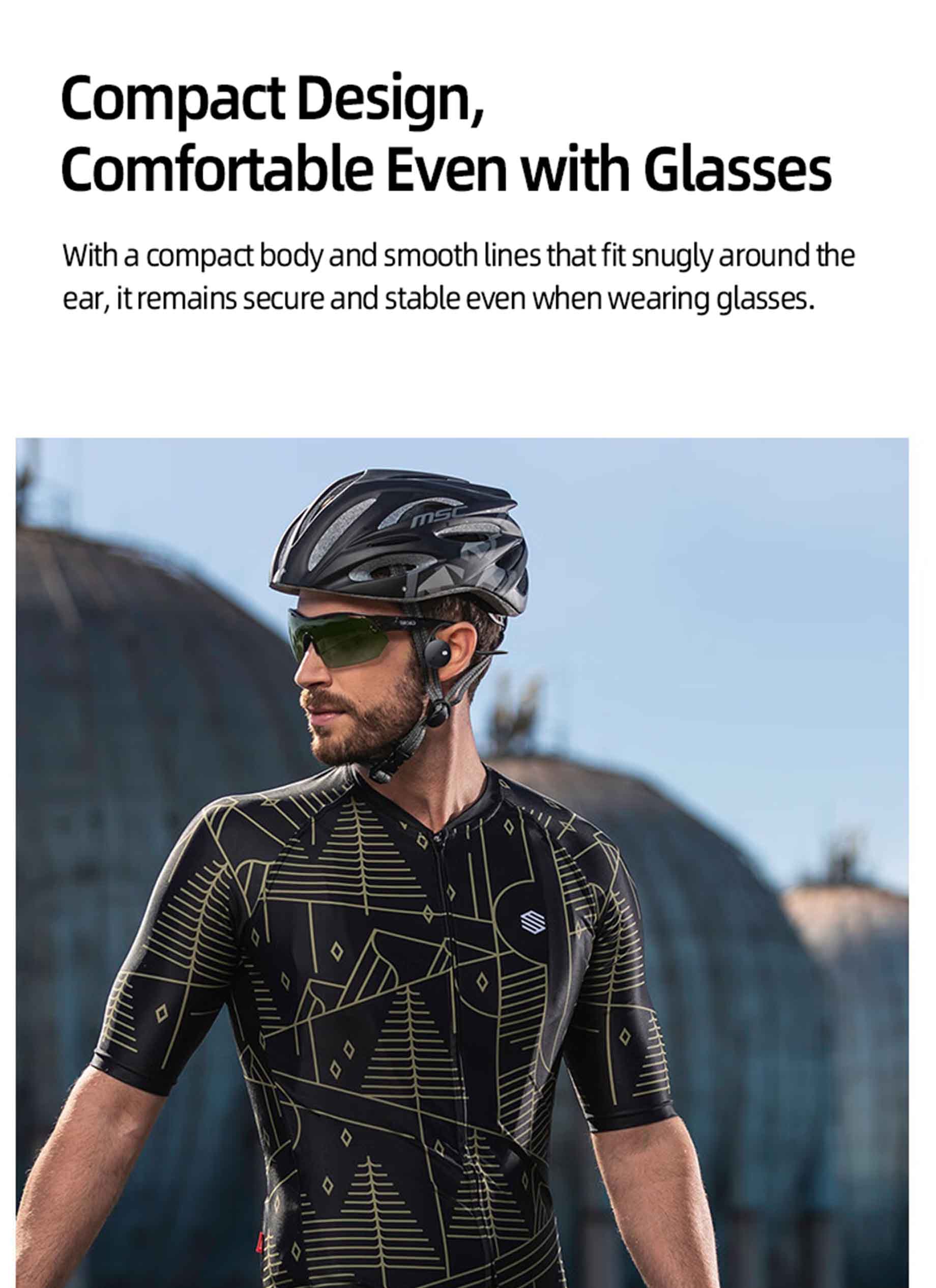 Taa1609 Bone Conduction Bluetooth Earphones, 5-Hour Playback, Sweat Resistant Design Black