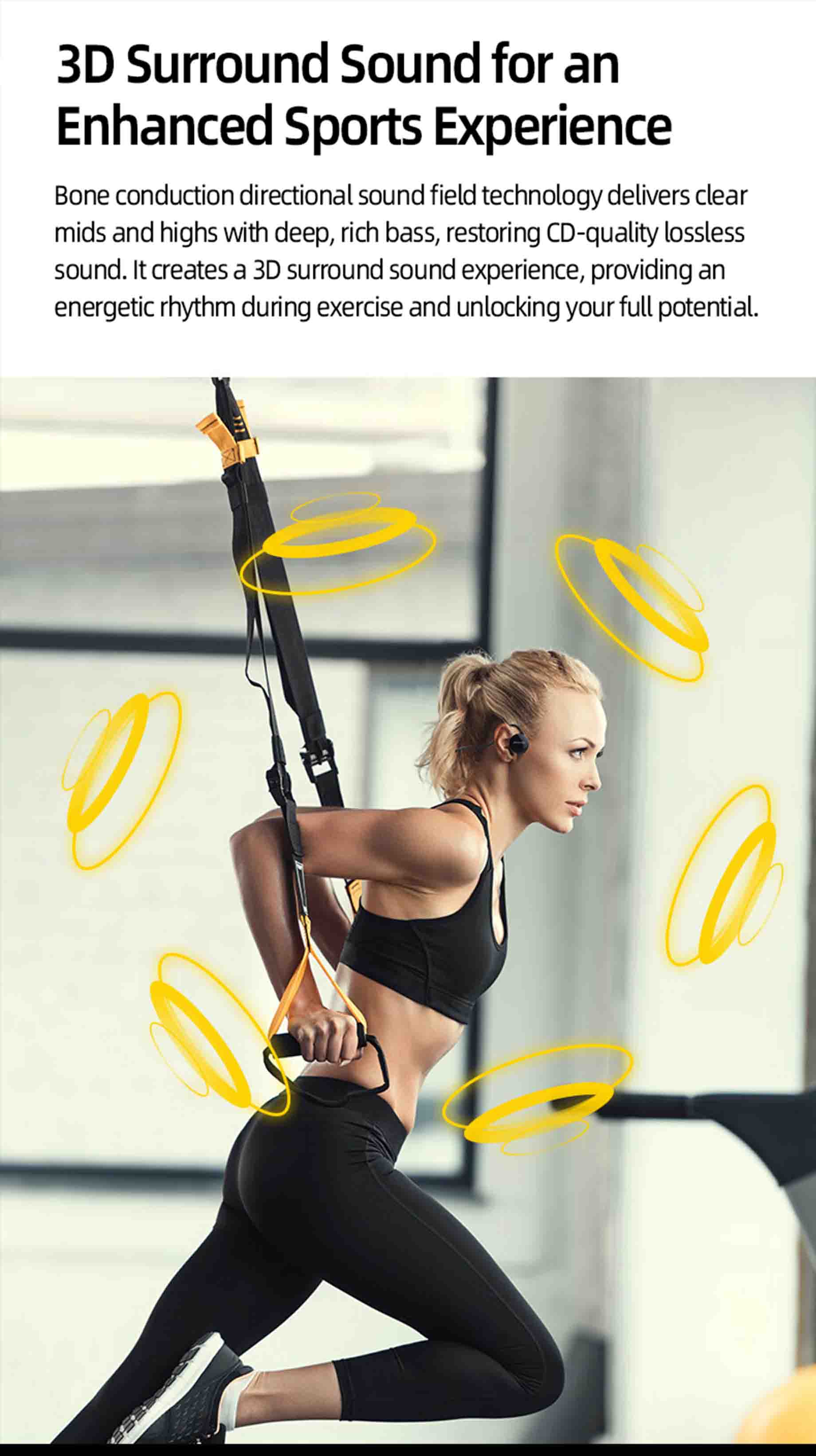 Taa1609 Bone Conduction Bluetooth Earphones, 5-Hour Playback, Sweat Resistant Design Black
