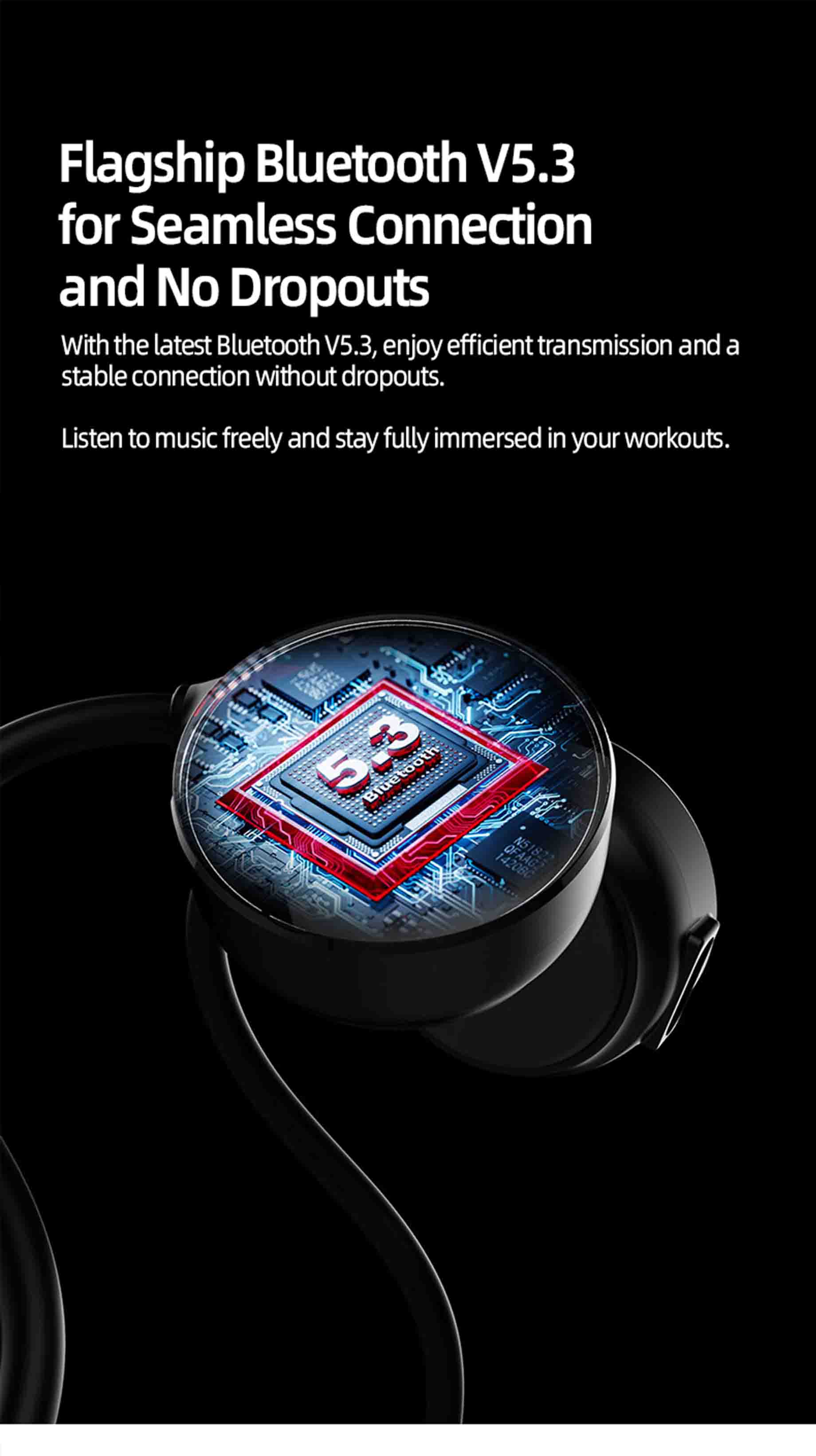 Taa1609 Bone Conduction Bluetooth Earphones, 5-Hour Playback, Sweat Resistant Design Black