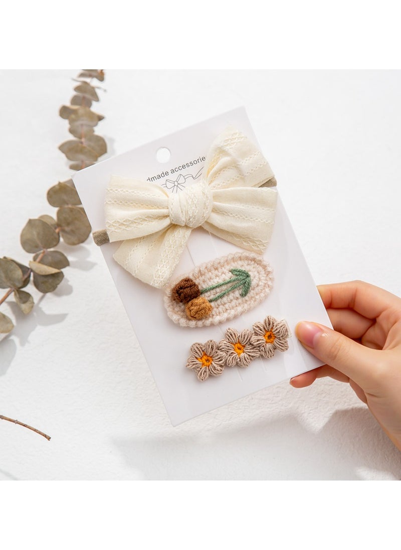 Angela Ribbon Bow Clip Set For Babies and Girls - White