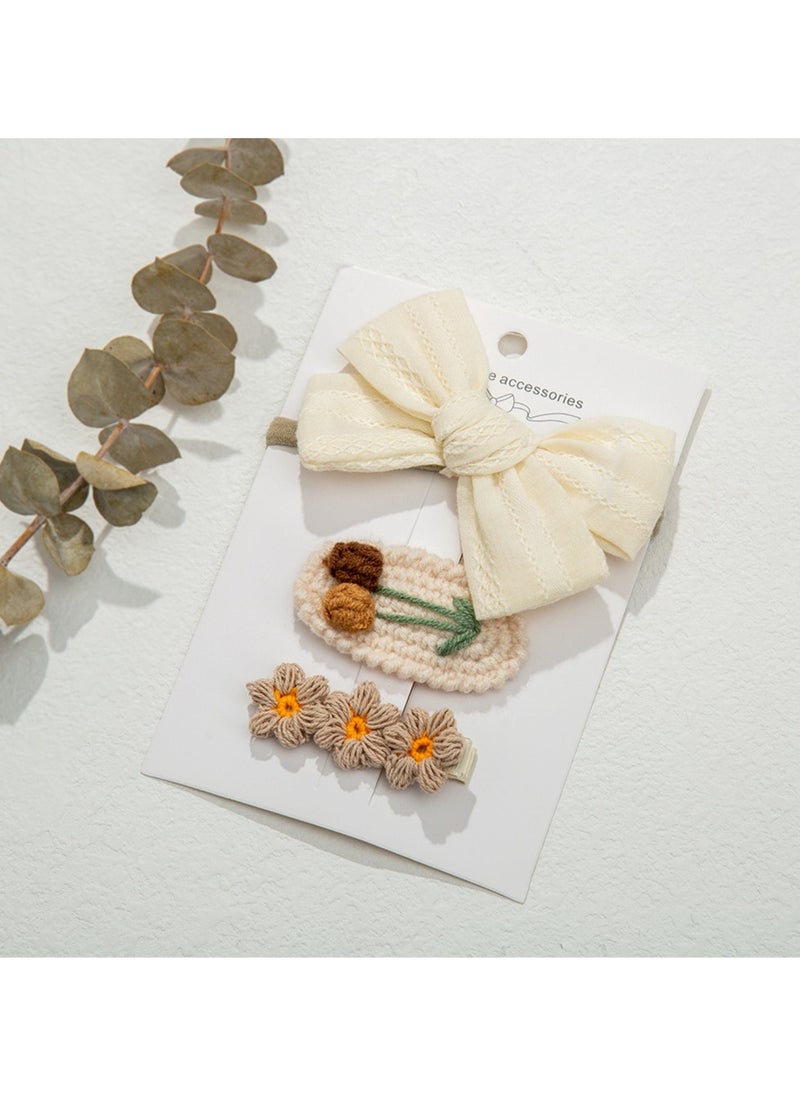 Angela Ribbon Bow Clip Set For Babies and Girls - White
