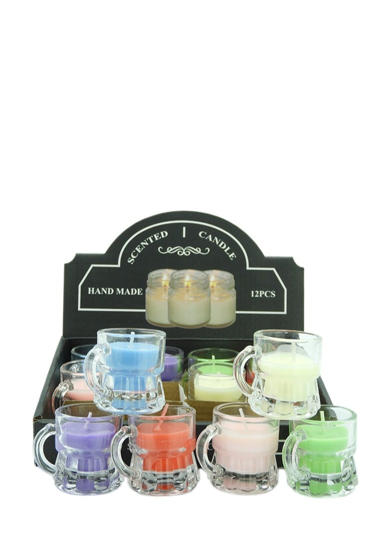 Scented Jar Candle (Set of 12 PCS) with Fragrance Gift Box - Multi Colour