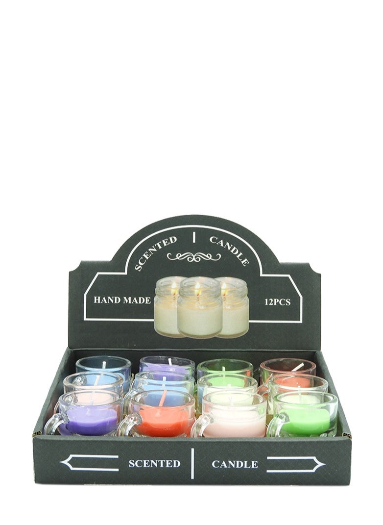 Scented Jar Candle (Set of 12 PCS) with Fragrance Gift Box - Multi Colour