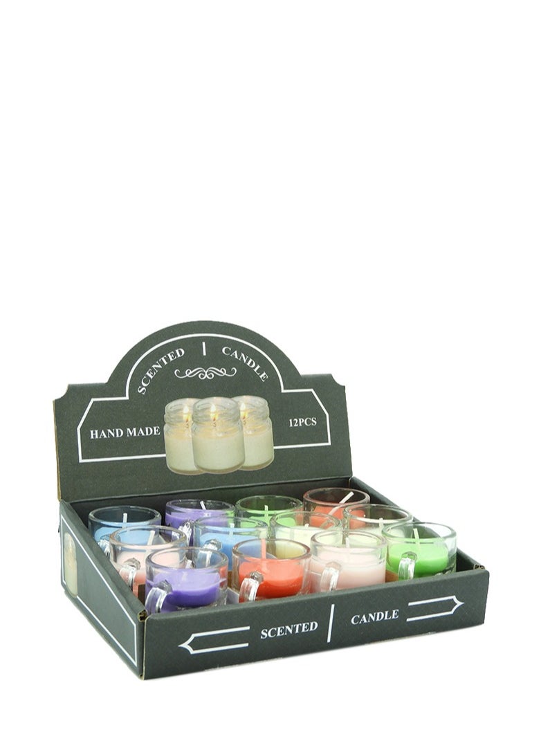 Scented Jar Candle (Set of 12 PCS) with Fragrance Gift Box - Multi Colour