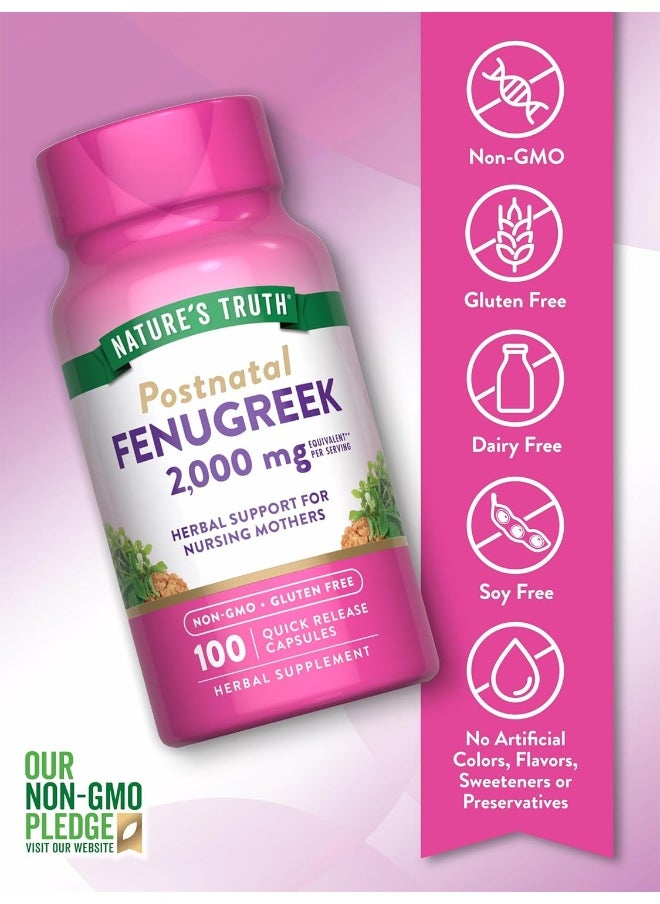 Nature's Truth Fenugreek Seed Capsules 610 Mg | 100 Powder Capsules | Non-Gmo, Gluten Free