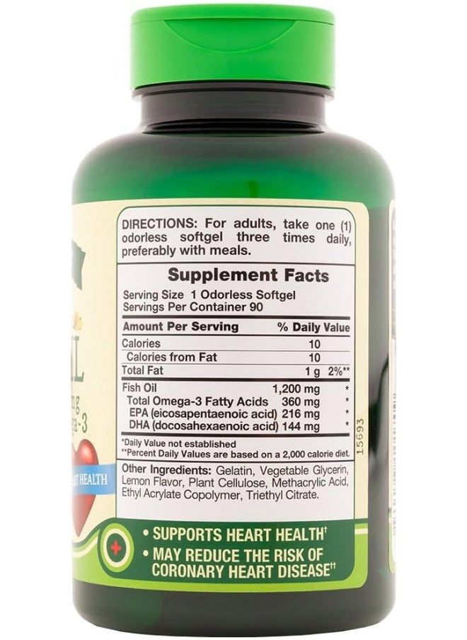 Nature's Truth Fish Oil 1200 mg Capsules, 90 Count